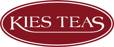 Kies Teas - Red oval logo with the text Kies Teas in white, featuring elegant, stylized font. The overall look is classic and sophisticated.